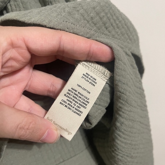 Soft Surroundings Sage Green Cotton Gauze Belted Button Up Dress - Picture 7 of 8